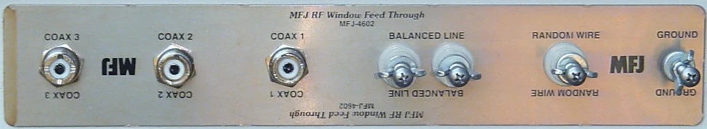 MFJ-4602, WINDOW ANT FEEDTHRU PANEL